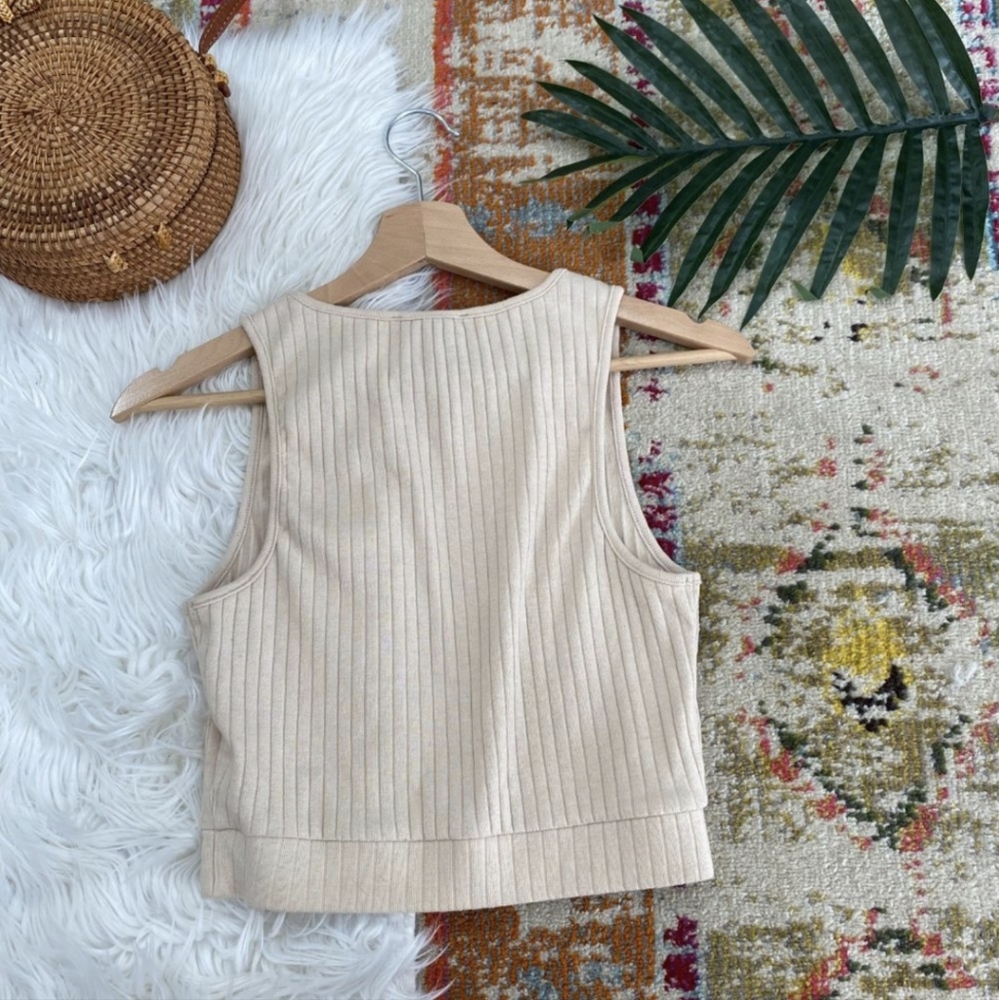 Beige Ribbed Tank Top - Picture 2 of 5
